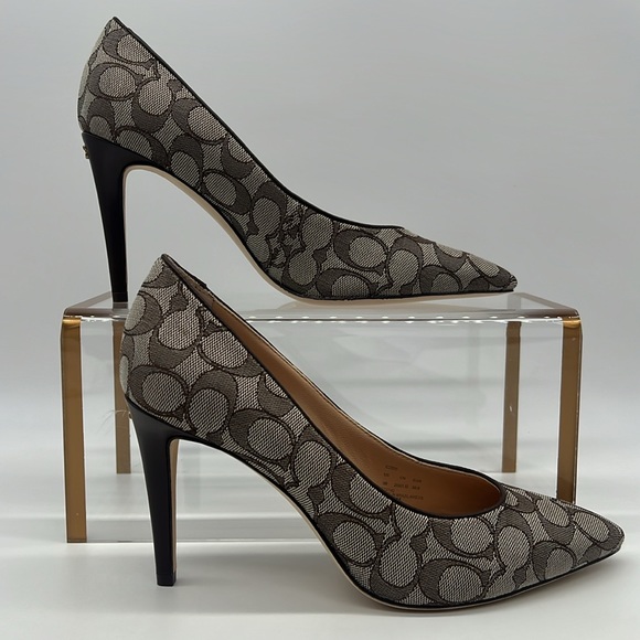 Coach Skyler Monogram Jacquard Pumps Oak Maple - Picture 3 of 15